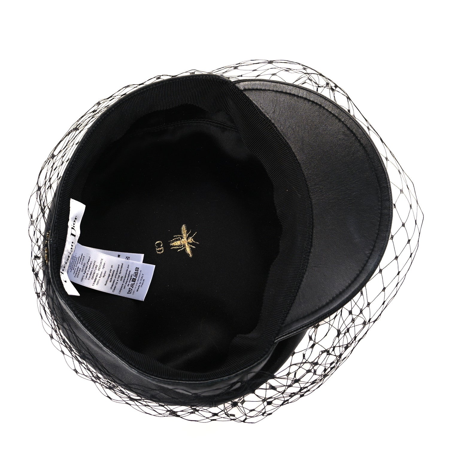 Christian Dior Lambskin Arty Beret Cap With Veil 57 Black 6 of 7