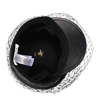 Christian Dior Lambskin Arty Beret Cap With Veil 57 Black 6 of 7