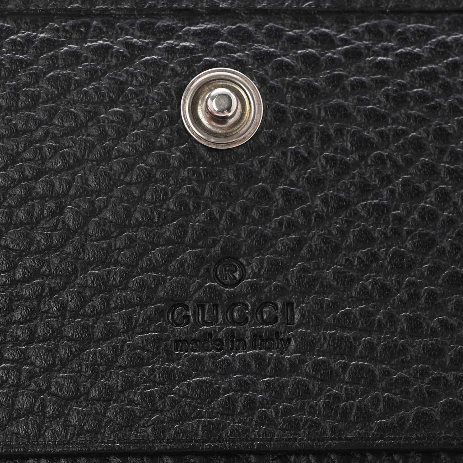 Gucci Dollar Calfskin Enamel Monochrome GG Marmont Card Case Black 6 of 11