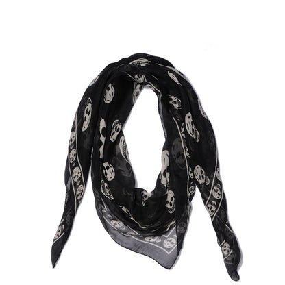 Alexander McQueen Silk Chiffon Skull Scarf Black Ivory 1 of 7