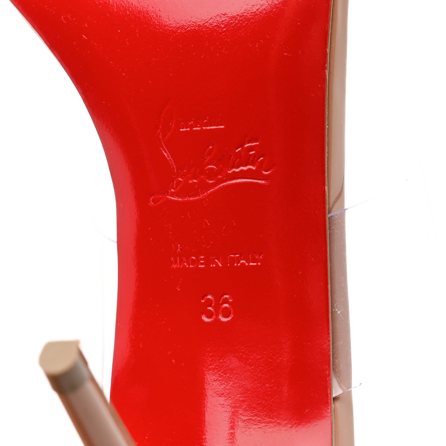 Christian Louboutin Patent PVC Just Nothing 85 Slide Sandals 36 Nude 7 of 8