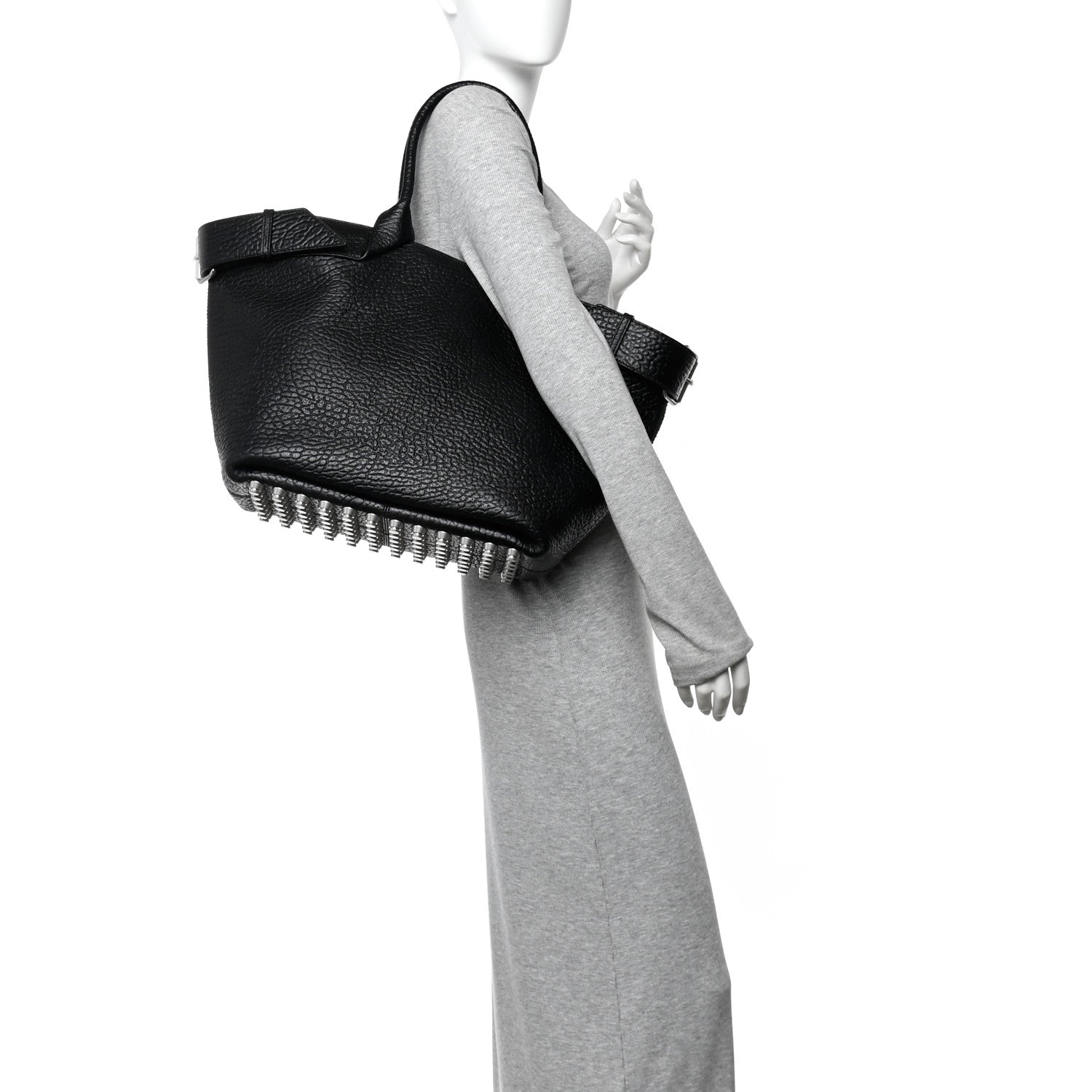 Alexander Wang Pebbled Calfskin Rhett Large Tote Black Silver Hardware 2 of 10