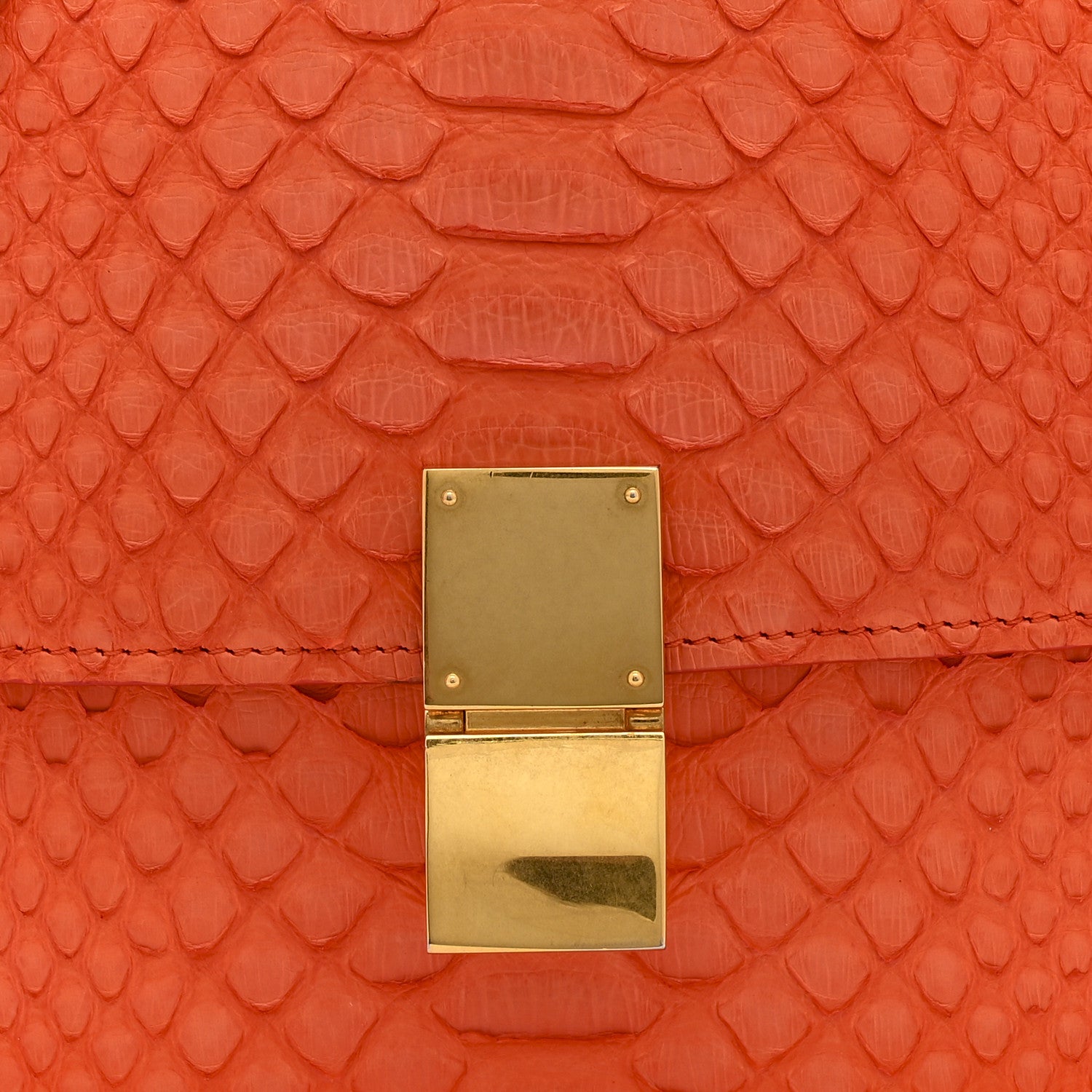 Celine Snakeskin Classic Box Flap Orange 8 of 24