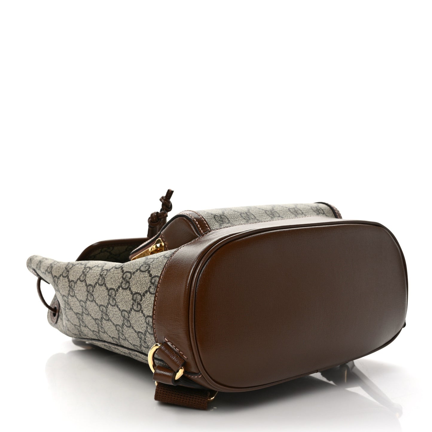 GG Supreme Monogram Azalea Calfskin Retro Interlocking G Buckle Backpack Beige Ebony Brown Sugar