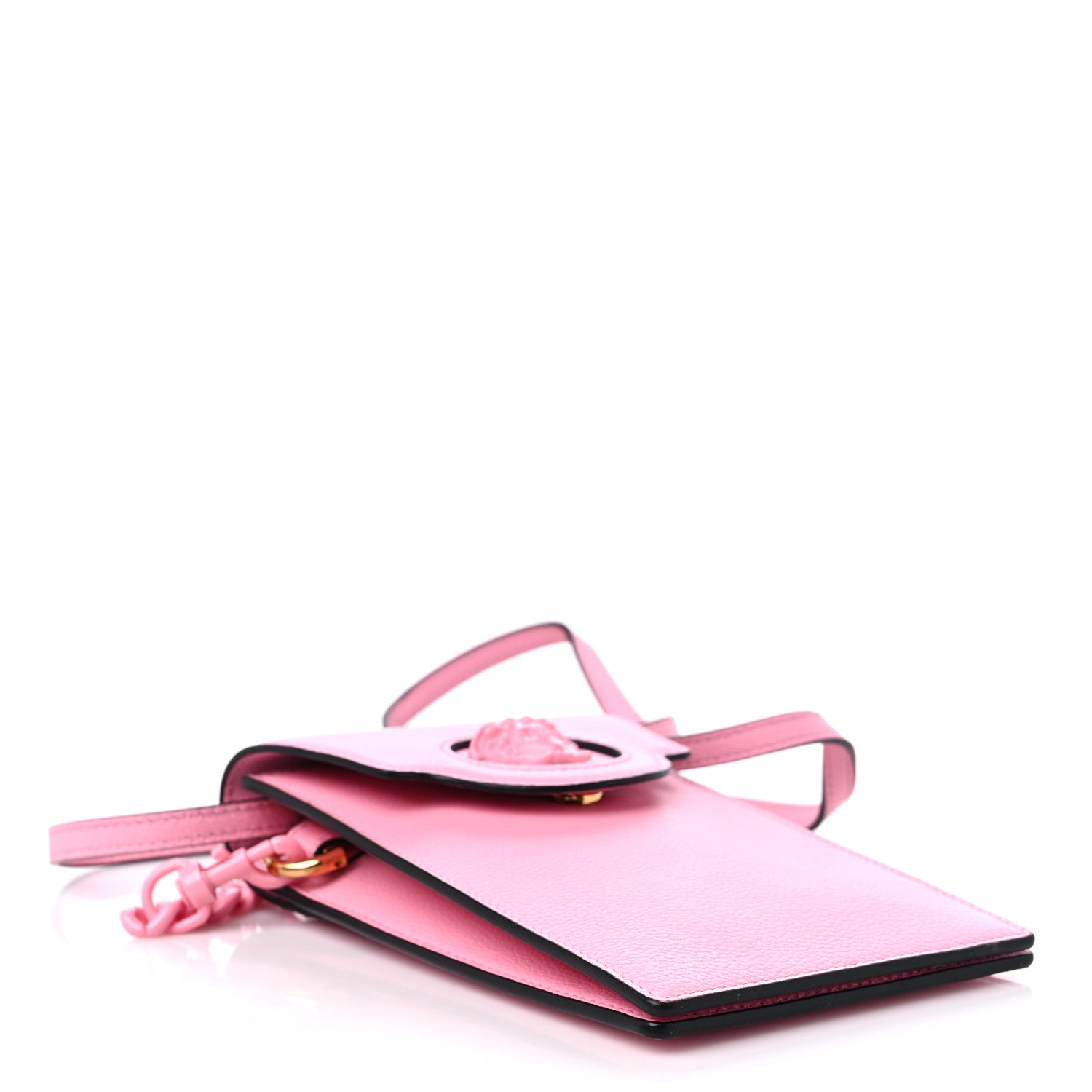 Versace Calfskin La Medusa Chain Crossbody Phone Pouch Pink