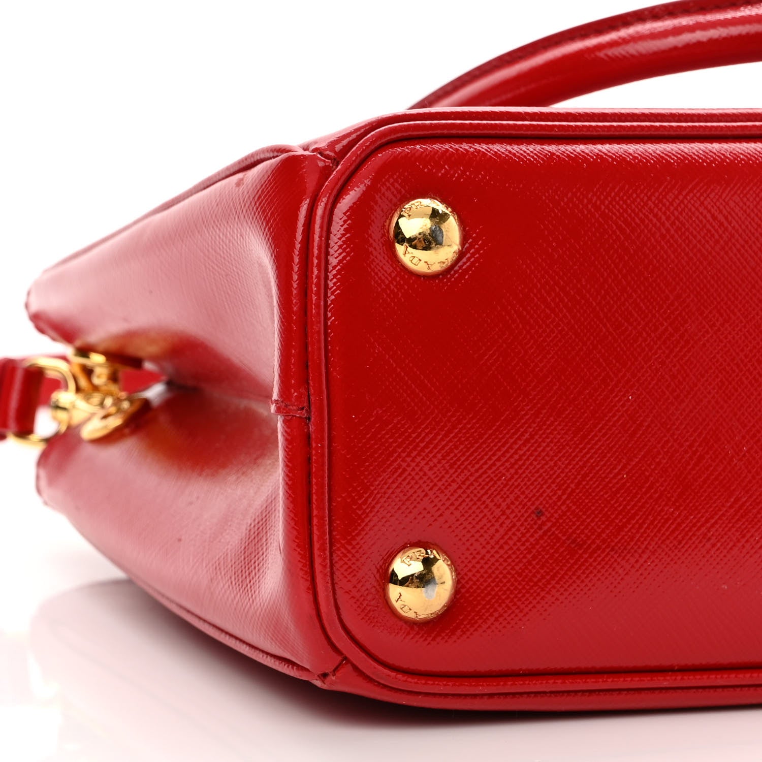 Prada Saffiano Vernice Small Galleria Double Zip Rosso 9 of 15