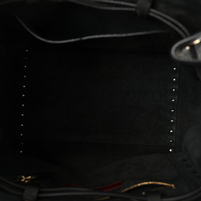 Valentino Garavani Grained Calfskin Rockstud Double Handle Cinch Tote Black 5 of 9