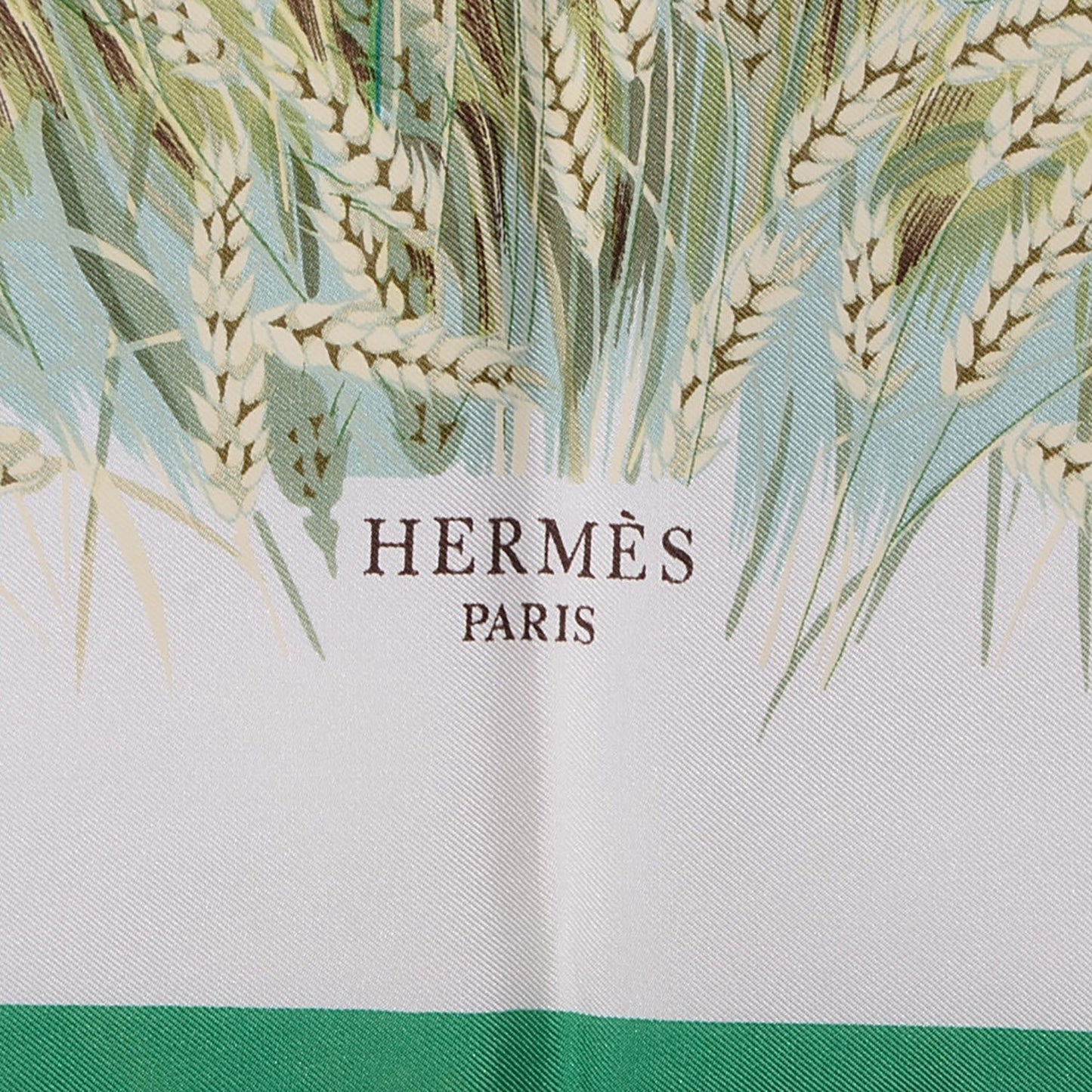 Silk Les Bles Scarf 90 Vert Blanc Creme
