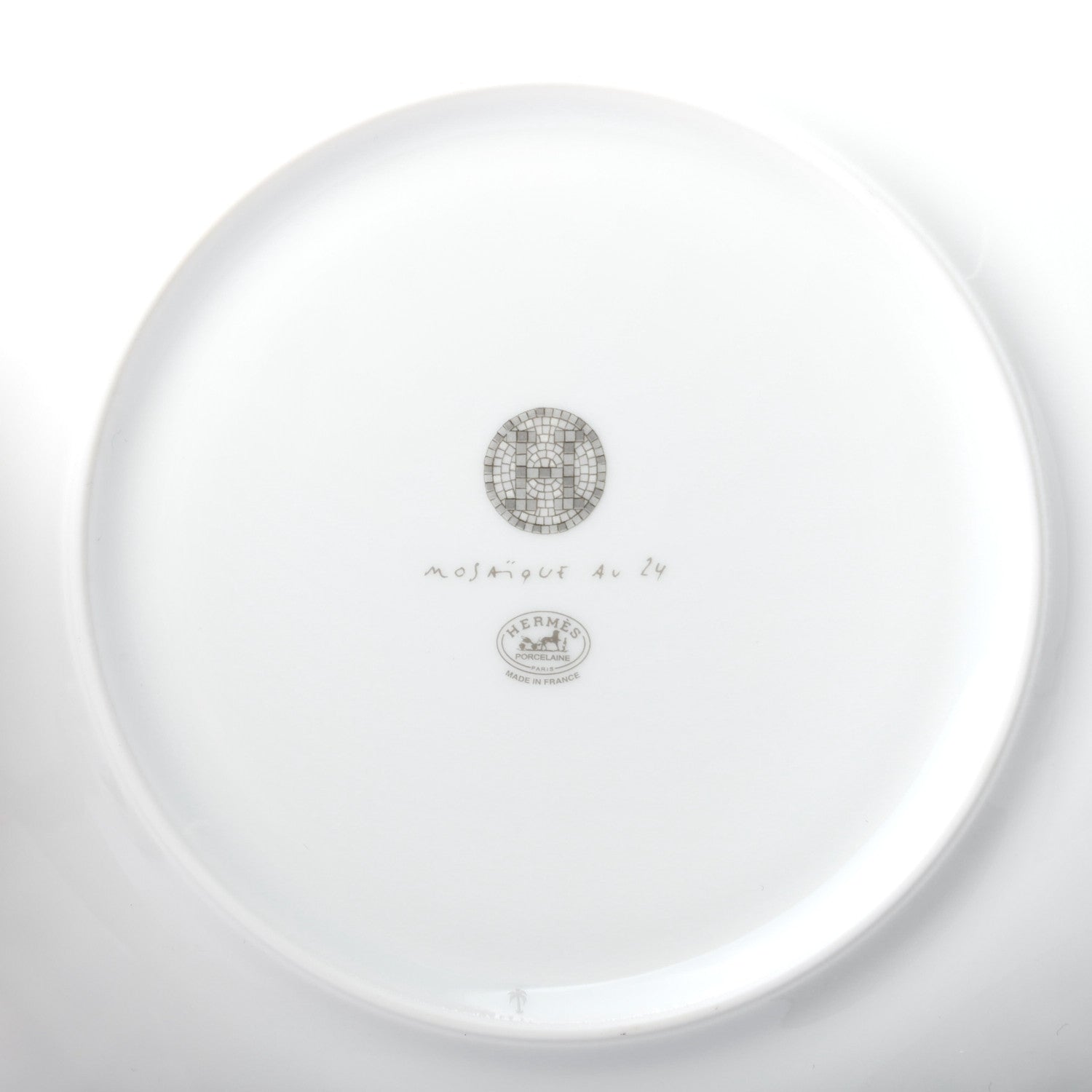 Hermes Porcelain Mosaique au 24 Platine Dessert Plate 8.3 Set of 2 3 of 4