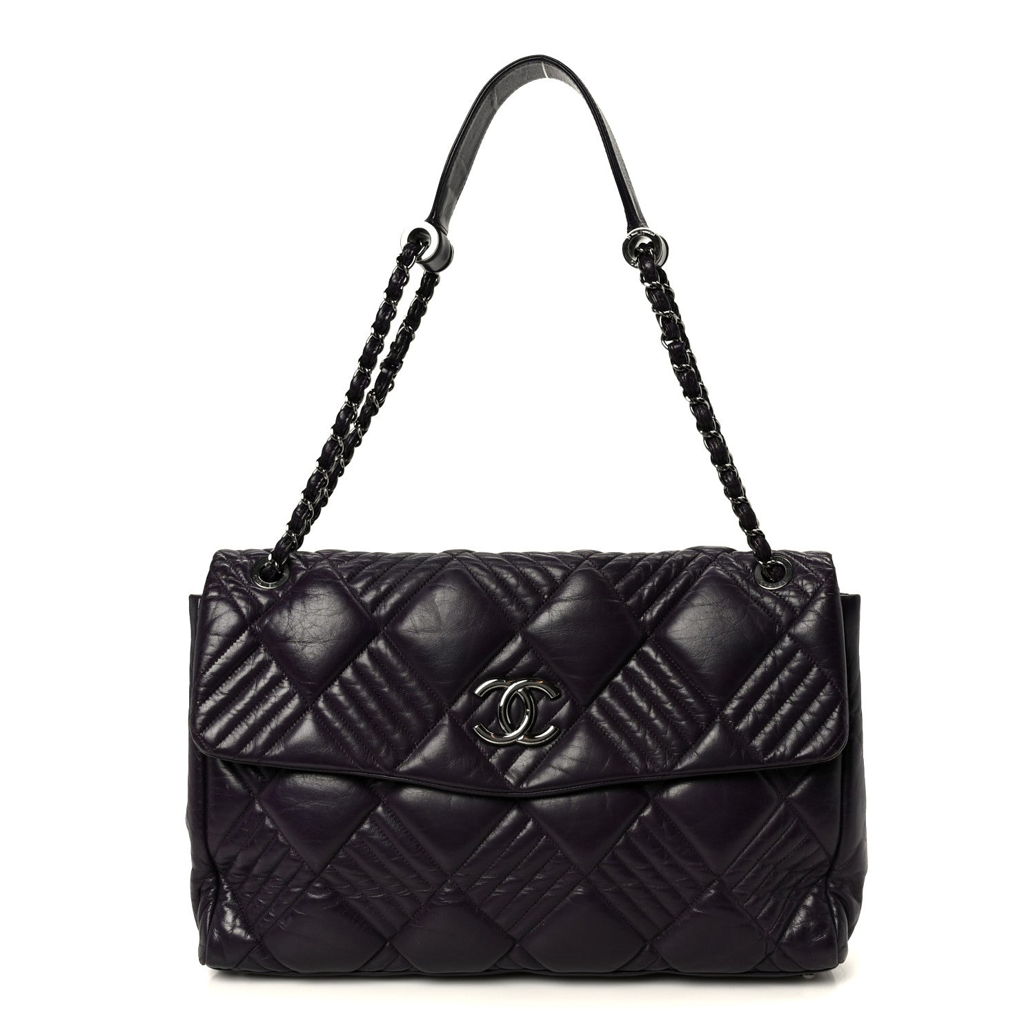 Chanel Lambskin In And Out XL Maxi Flap Dark Purple 1 of 11