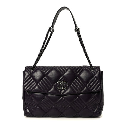 Chanel Lambskin In And Out XL Maxi Flap Dark Purple 1 of 11