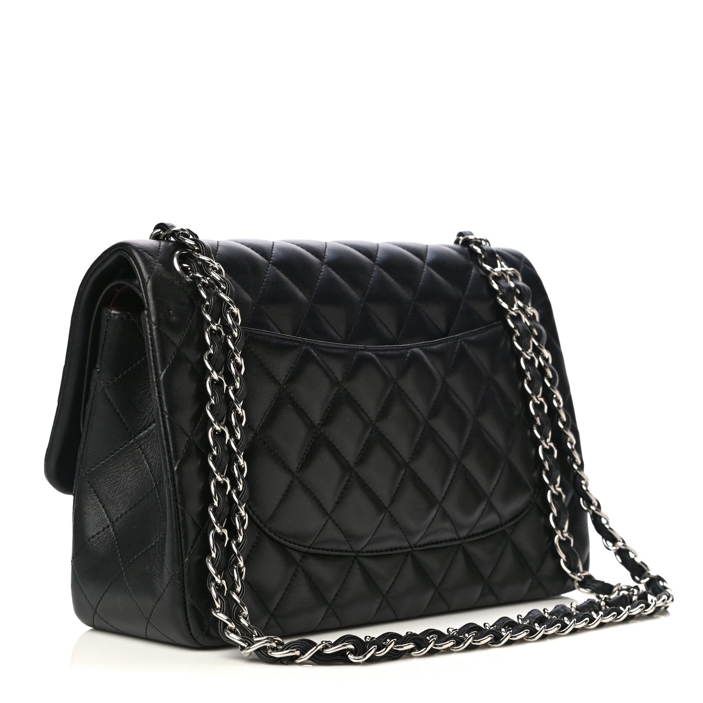 Lambskin Quilted Jumbo Double Flap Black