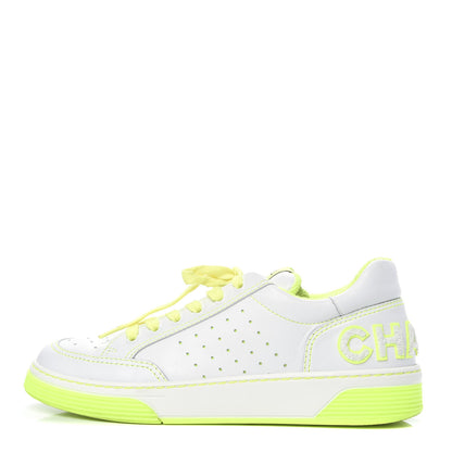 Chanel Calfskin Womens Logo Sneakers 40.5 White Yellow 1 of 8