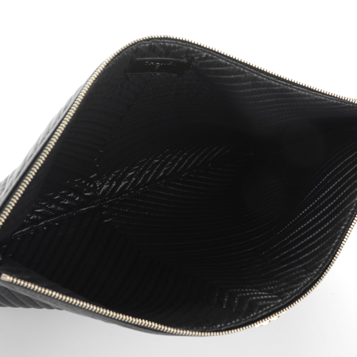 Chanel Calfskin Chevron Large Boy Cosmetic Case Black 5 of 7