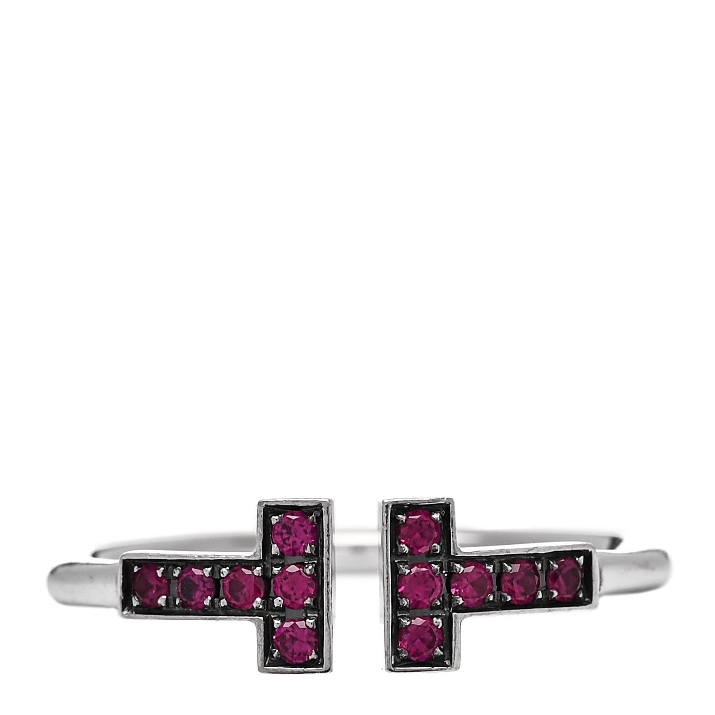 18K White Gold Ruby T Wire Ring 52 6