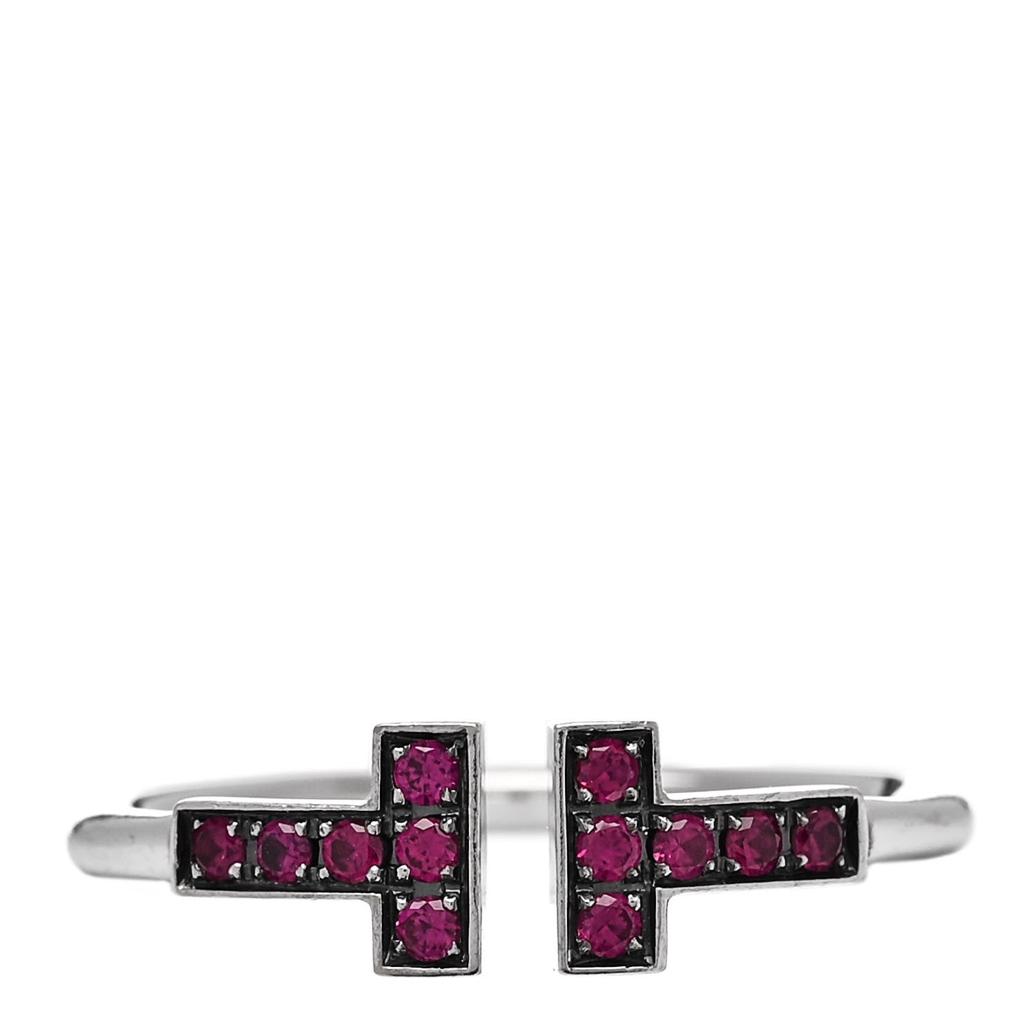 Tiffany 18K White Gold Ruby T Wire Ring 52 6 1 of 5