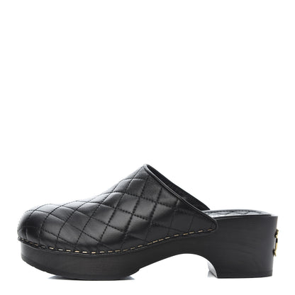 Chanel Lambskin Quilted CC Clogs 36 Black 1 of 10