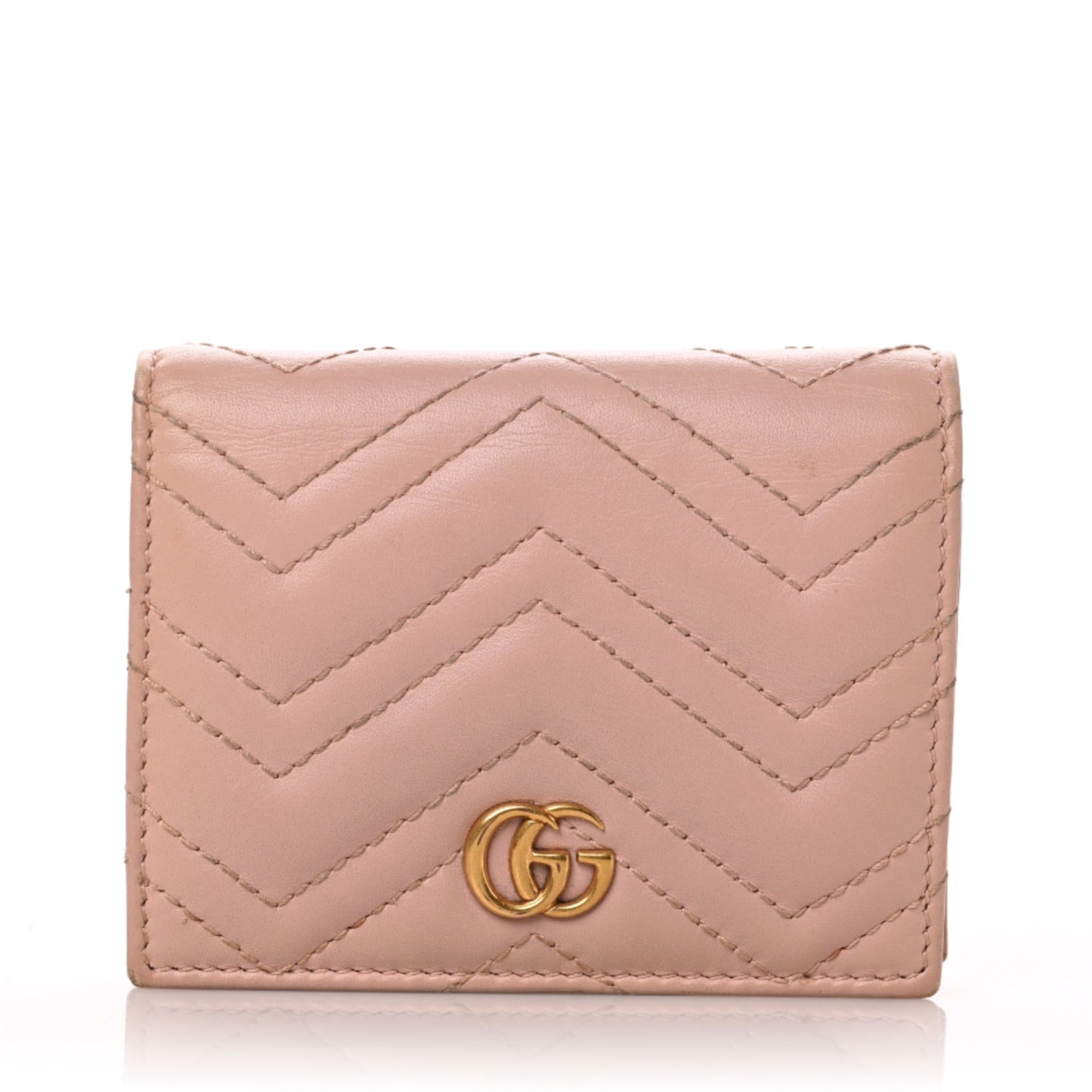 Calfskin Matelasse GG Marmont Card Case Wallet Perfect Pink