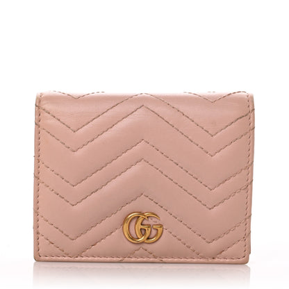 Gucci Calfskin Matelasse GG Marmont Card Case Wallet Perfect Pink 1 of 6