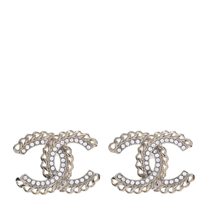 Chanel Crystal Chain CC Earrings Gold 1 of 4