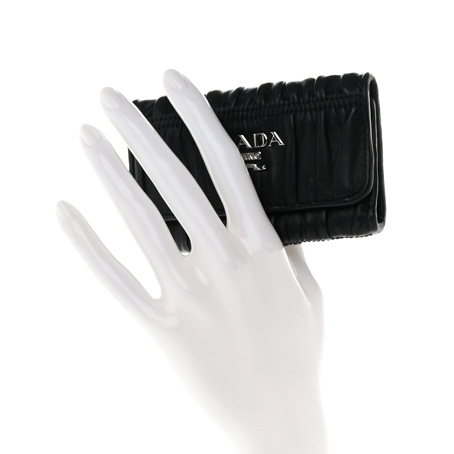 Prada Nappa Gaufre 6 Key Holder Black 2 of 7