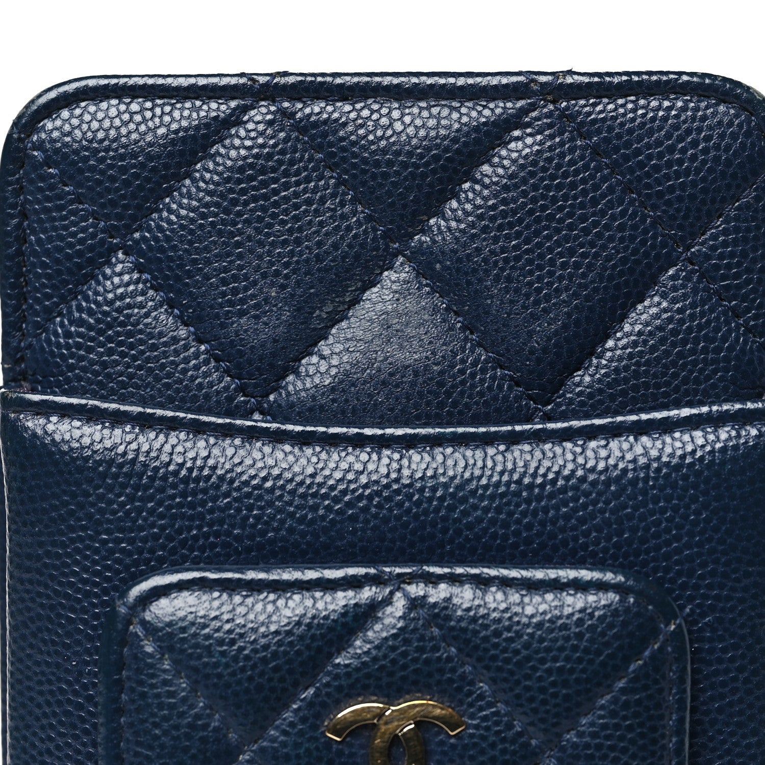Chanel Caviar Quilted Zip Phone Case Navy 10 of 12