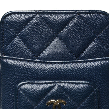 Chanel Caviar Quilted Zip Phone Case Navy 10 of 12