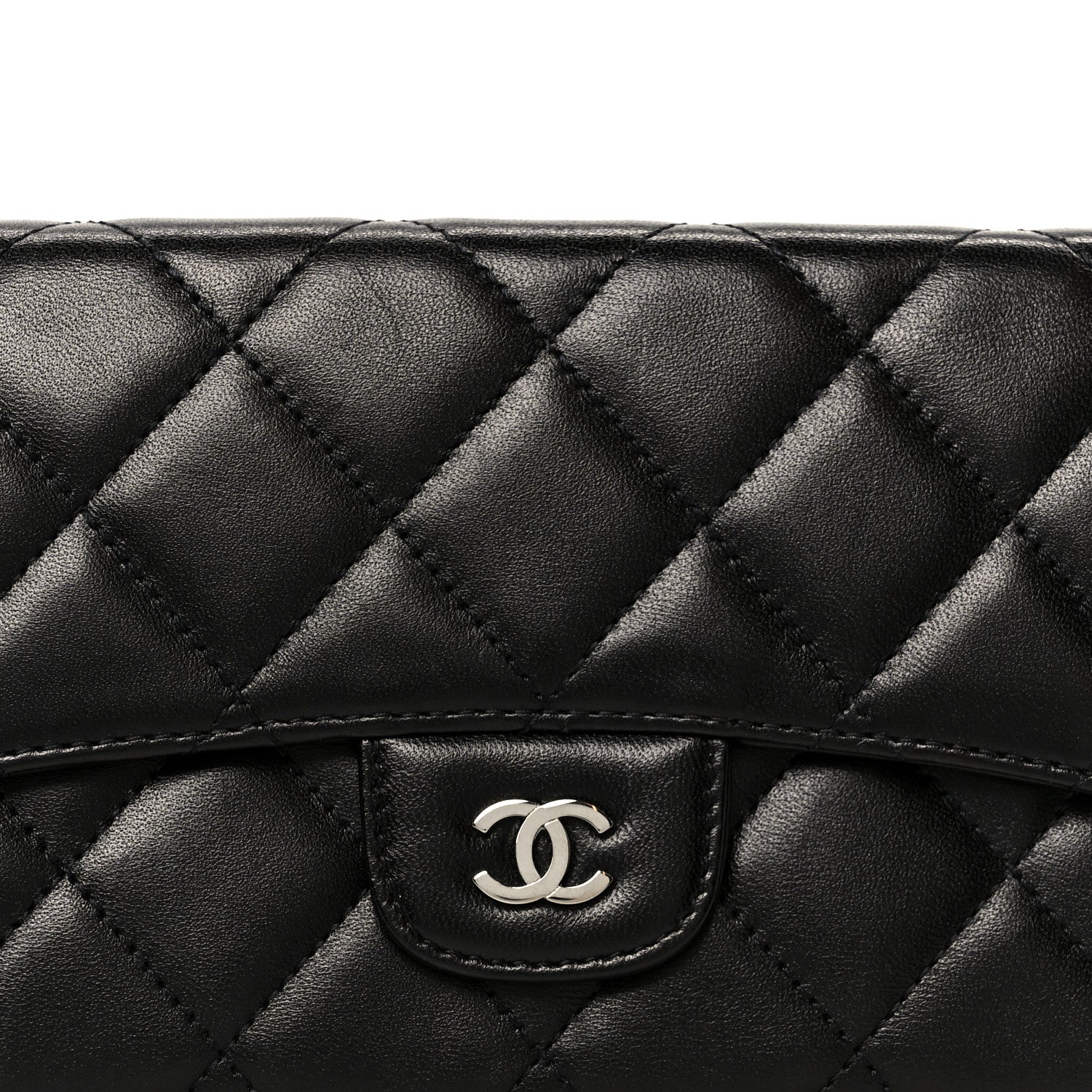 Chanel Lambskin Quilted Large Flap Wallet Black 10 of 10