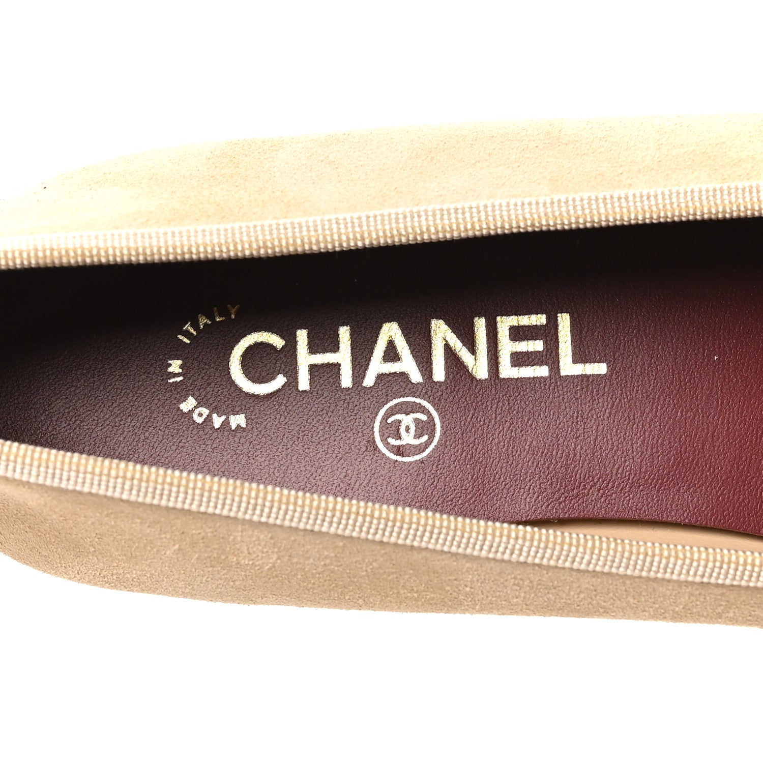 Chanel Suede Patent Calfskin Cap Toe CC Ballerina Flats 39.5 Beige 7 of 9