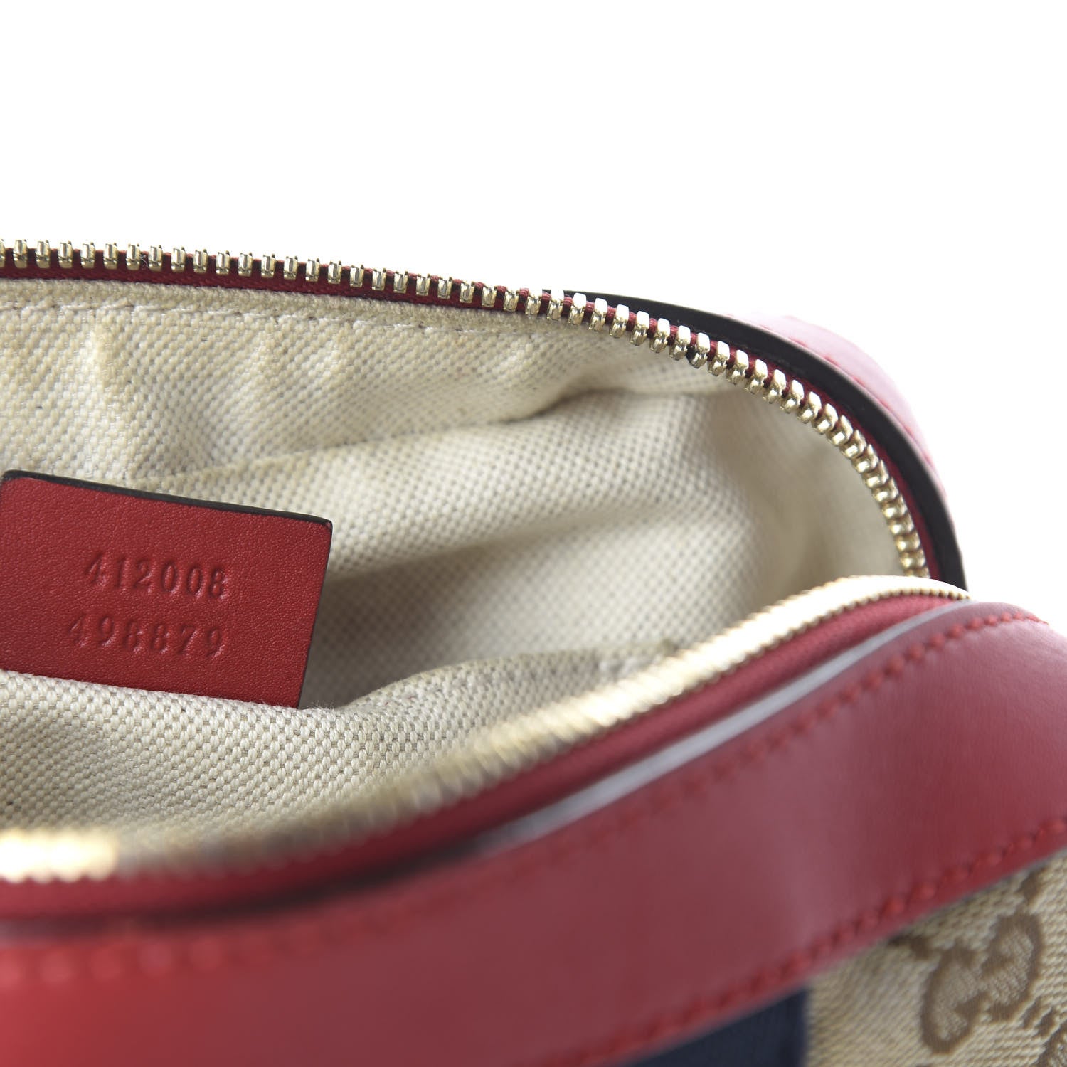 Gucci Monogram GG Supreme Web Small Webby Bee Shoulder Red 9 of 10