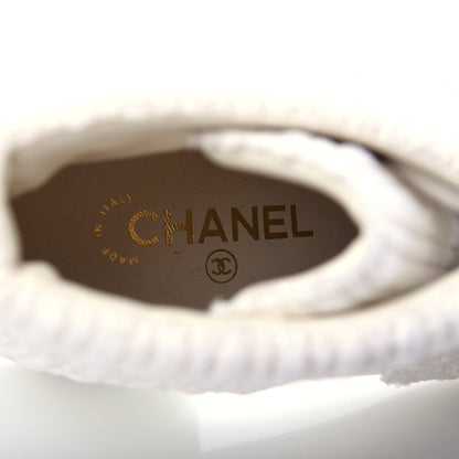 Chanel Tweed Patent Calfskin Velvet Lace Up Boots 41 White 8 of 11