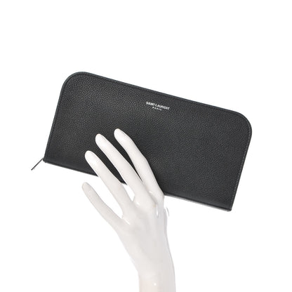 Saint Laurent Grained Calfskin Classic Zip Around Continental Wallet Black 2 of 7