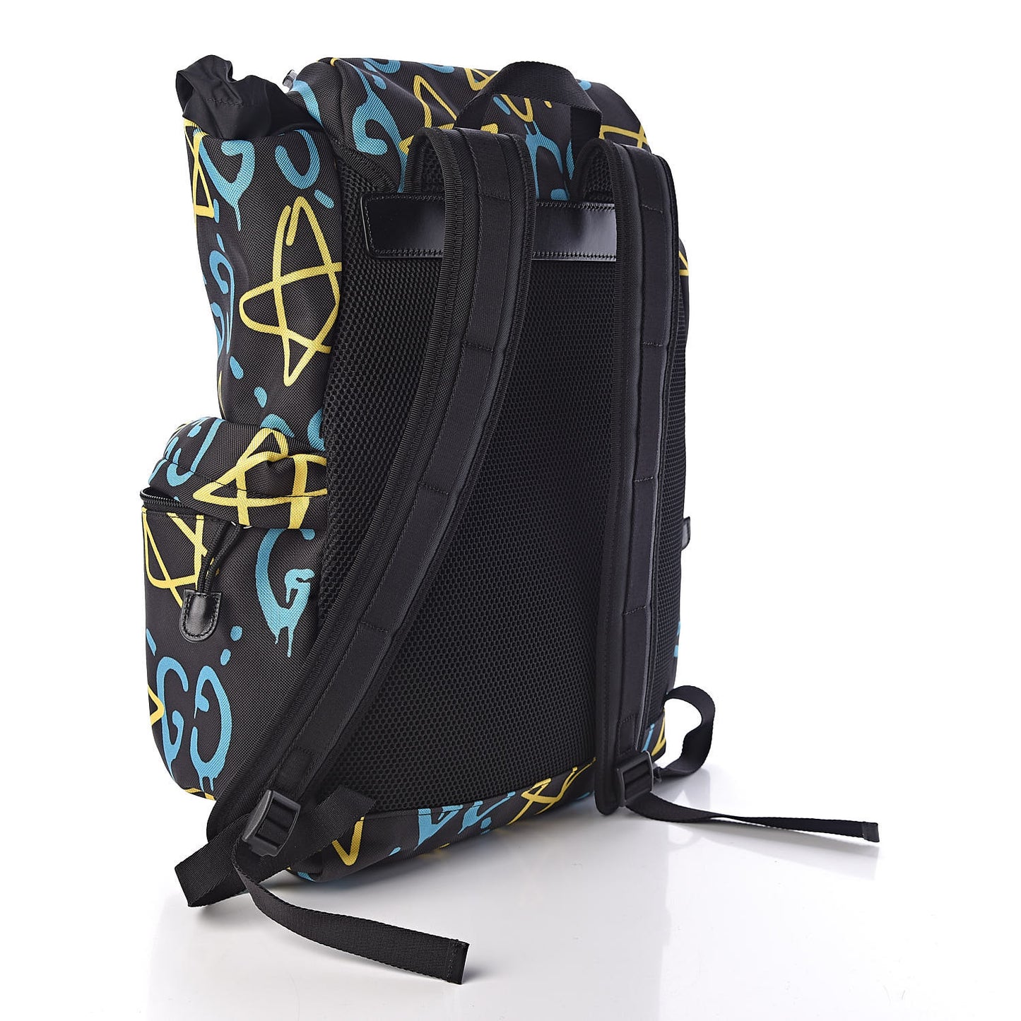 Techno Canvas GucciGhost Double Buckle Backpack Black New Acquamarine