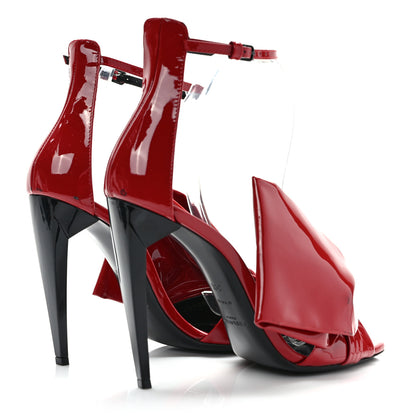 Saint Laurent Patent Calfskin Freja 105 Bow Sandals 37 Rouge Eros 4 of 10