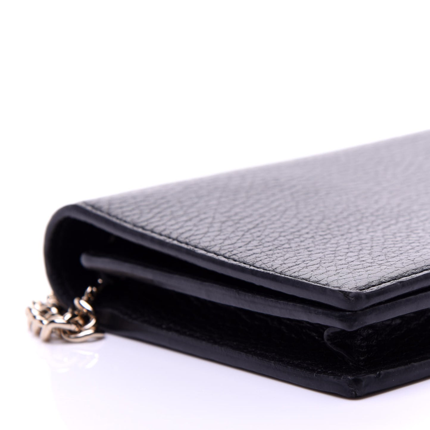 Dollar Calfskin Medium Betty Chain Wallet Black
