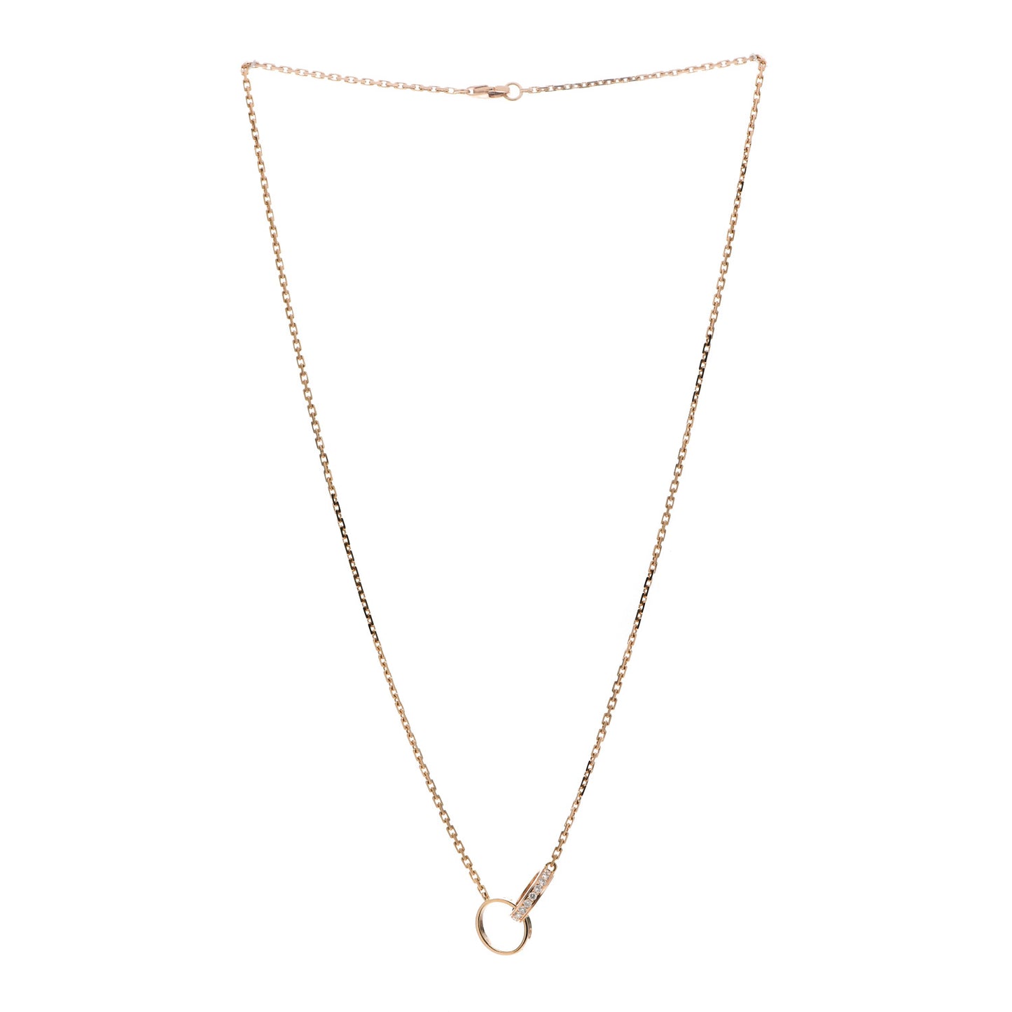 18K Pink Gold Diamond Interlocking LOVE Necklace