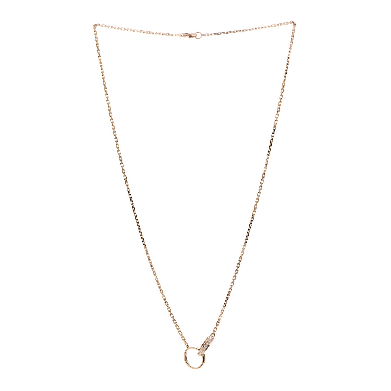 Cartier 18K Pink Gold Diamond Interlocking LOVE Necklace 3 of 6