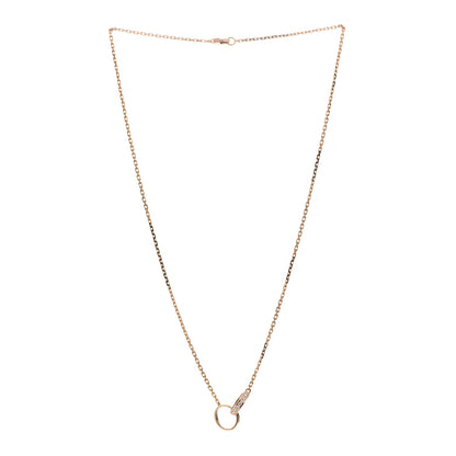 Cartier 18K Pink Gold Diamond Interlocking LOVE Necklace 3 of 6