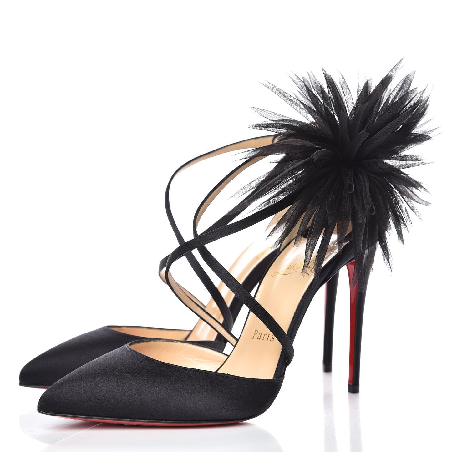 Crepe Satin Gela Davis 100 Pumps 36.5 Black