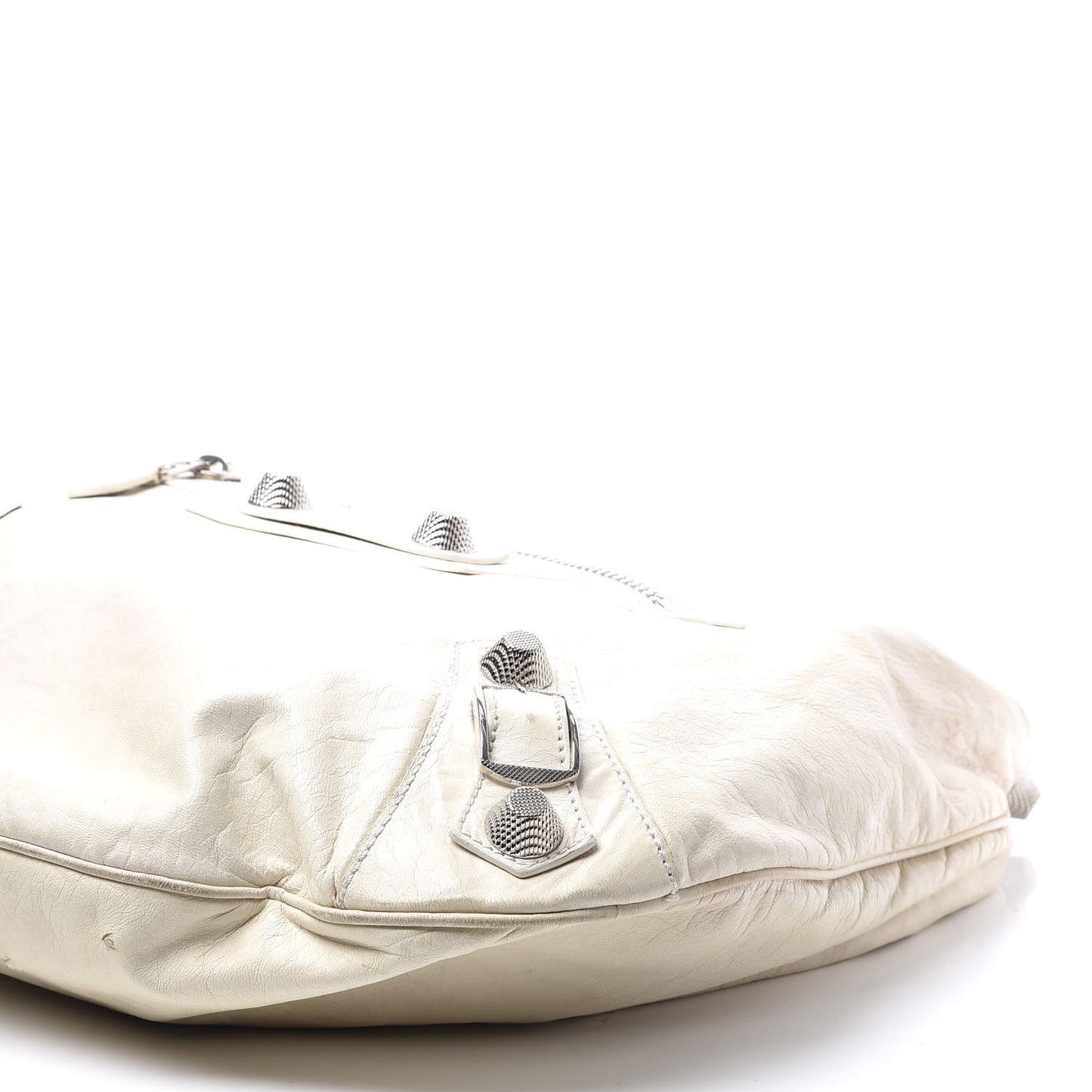 Agneau Giant 21 Silver Hardware Hobo White