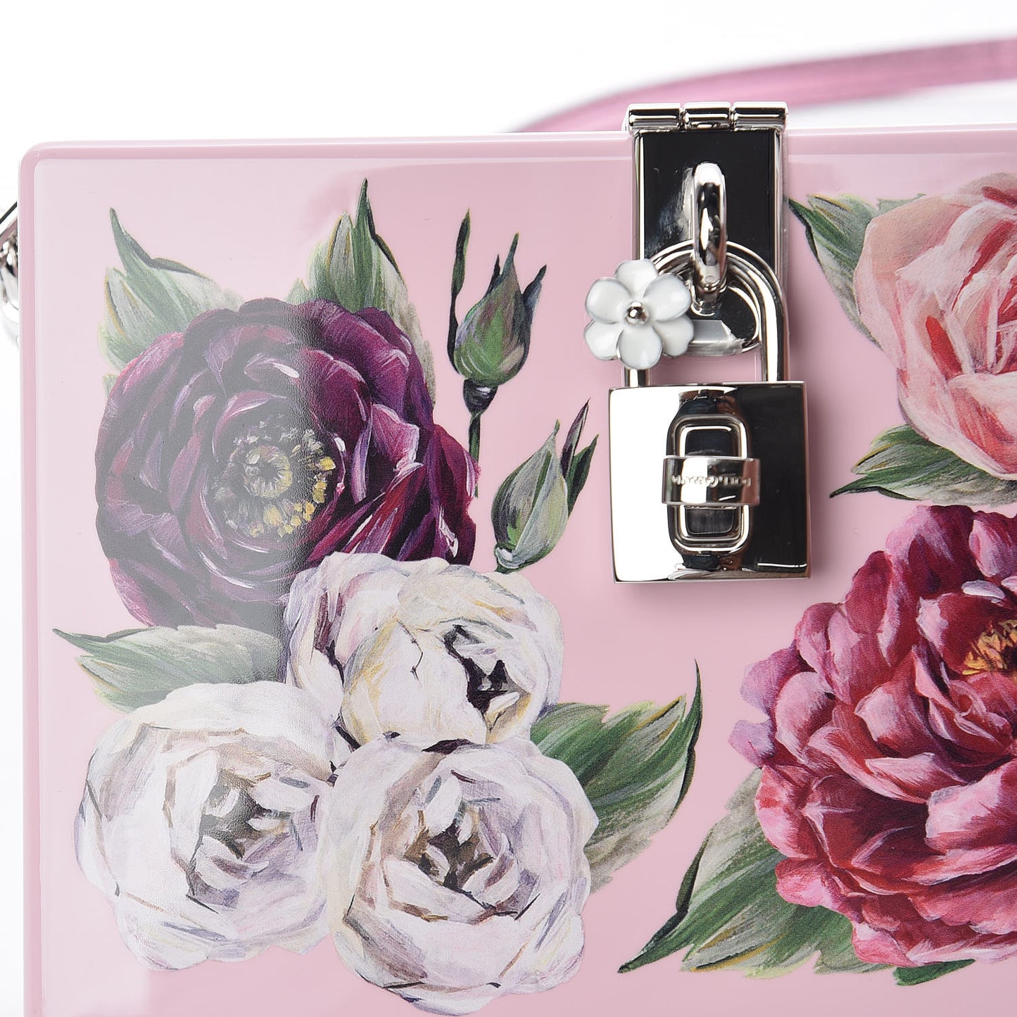Acrylic Floral Print Dolce Box Clutch Pink