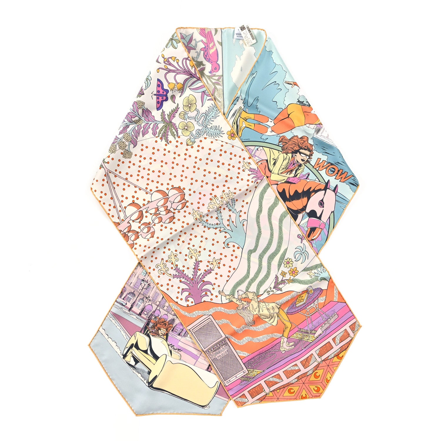 Hermes Silk Le Premier Chant Wow ! Muffler Mauve White Bleu Glacier 1 of 3