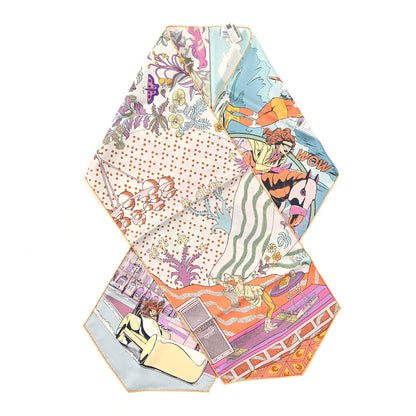 Hermes Silk Le Premier Chant Wow ! Muffler Mauve White Bleu Glacier 1 of 3