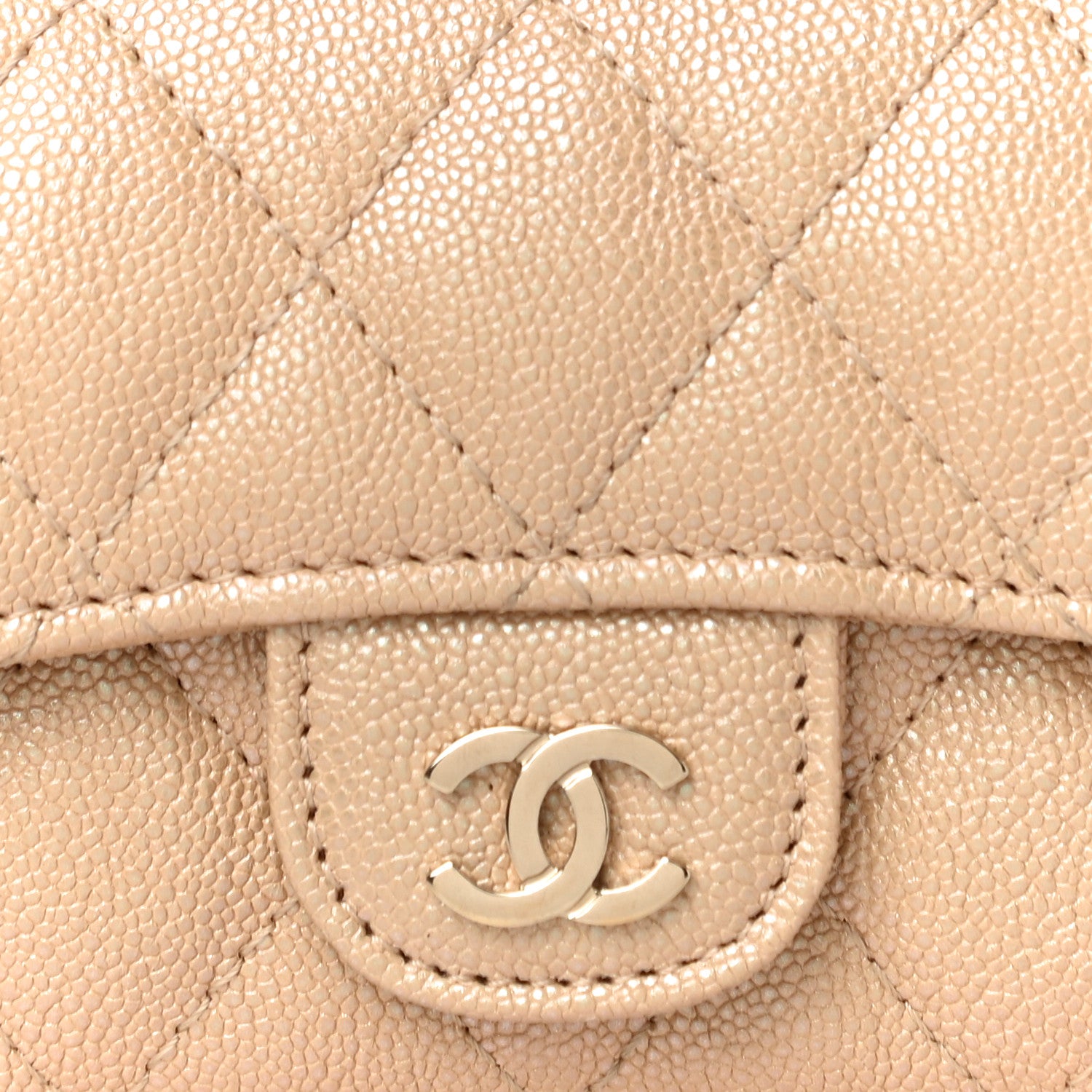 Chanel Iridescent Caviar Quilted Flap Card Holder Beige 9 of 12