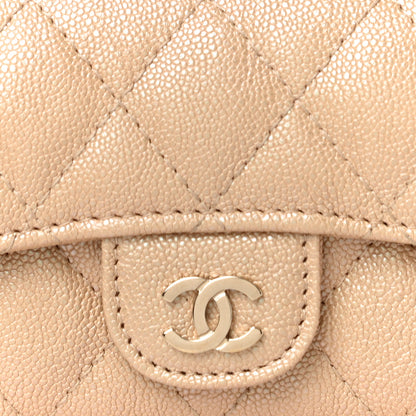 Chanel Iridescent Caviar Quilted Flap Card Holder Beige 9 of 12