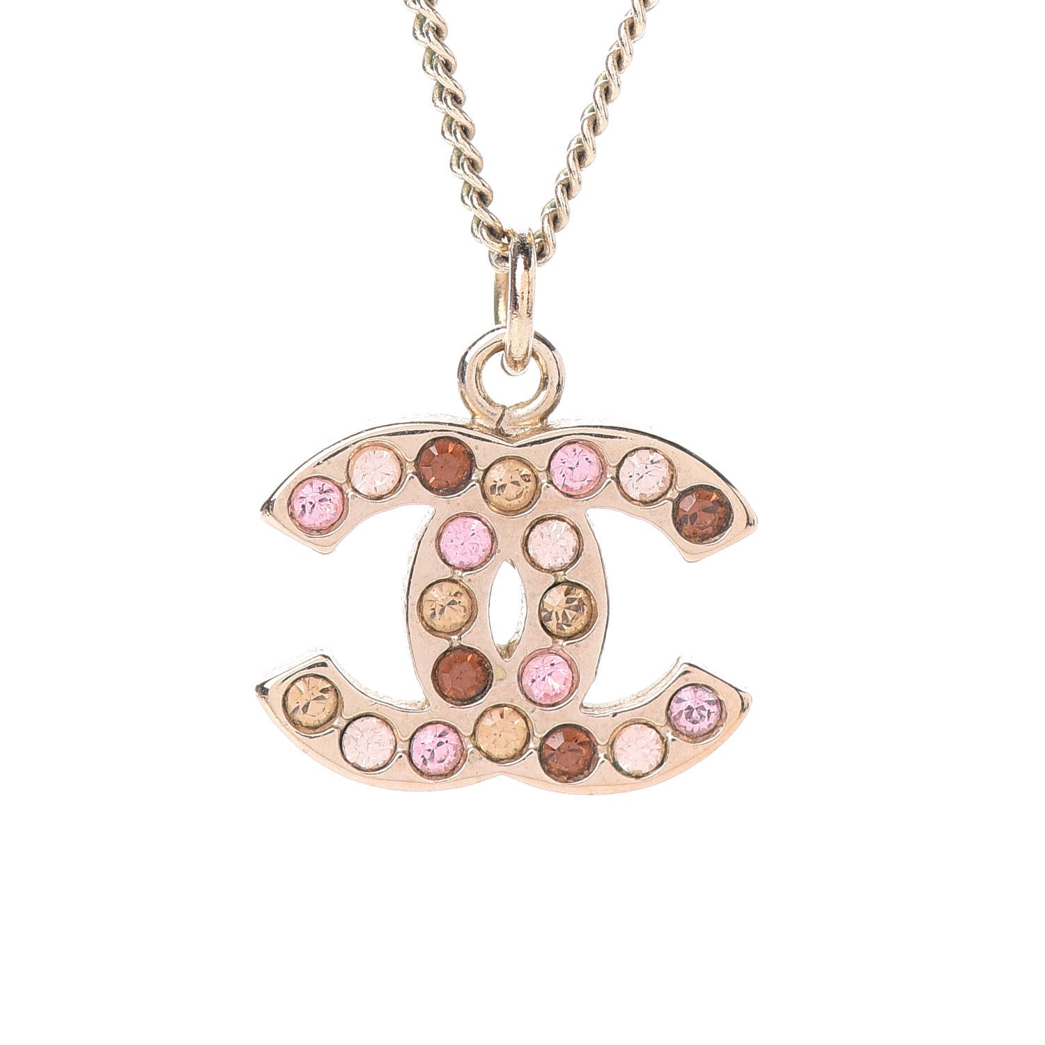 Chanel Crystal CC Necklace Gold Multicolor 4 of 5