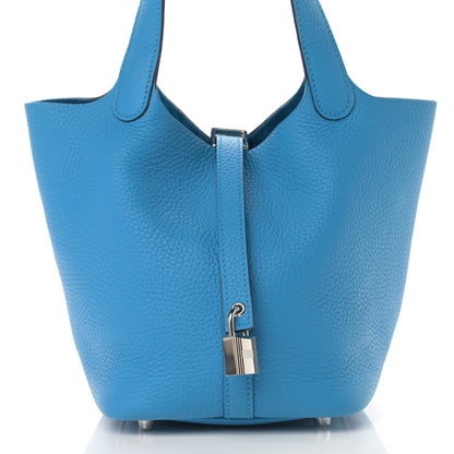 Hermes Taurillon Clemence Picotin Lock 18 PM Bleu Frida 7 of 10