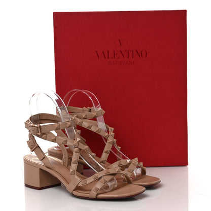 Valentino Garavani Calfskin Lacquered Monochrome Rockstud Flair Ankle Wrap 45mm Sandals 36.5 Rose Cannelle 9 of 9