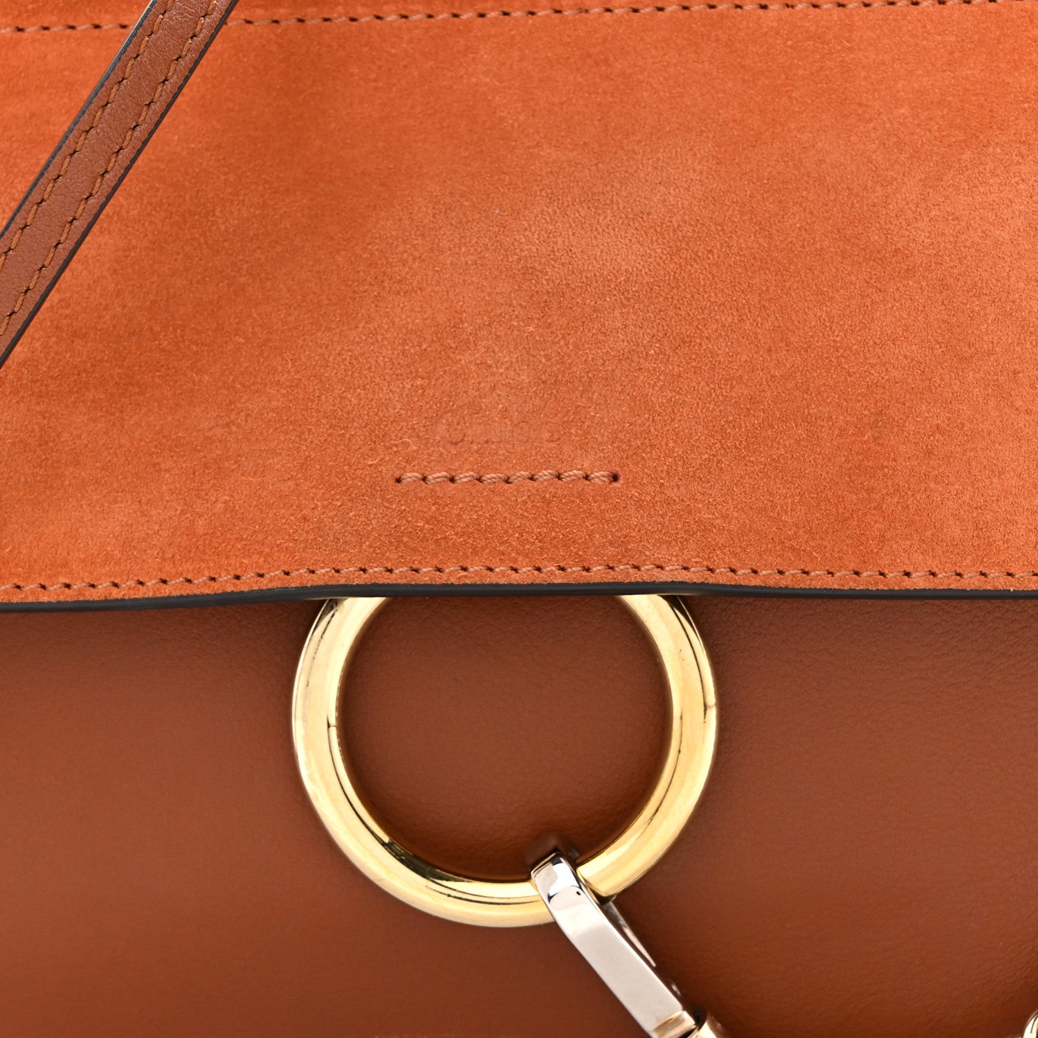 Chloe Calfskin Suede Mini Chain Faye Shoulder Bag Tobacco 8 of 12