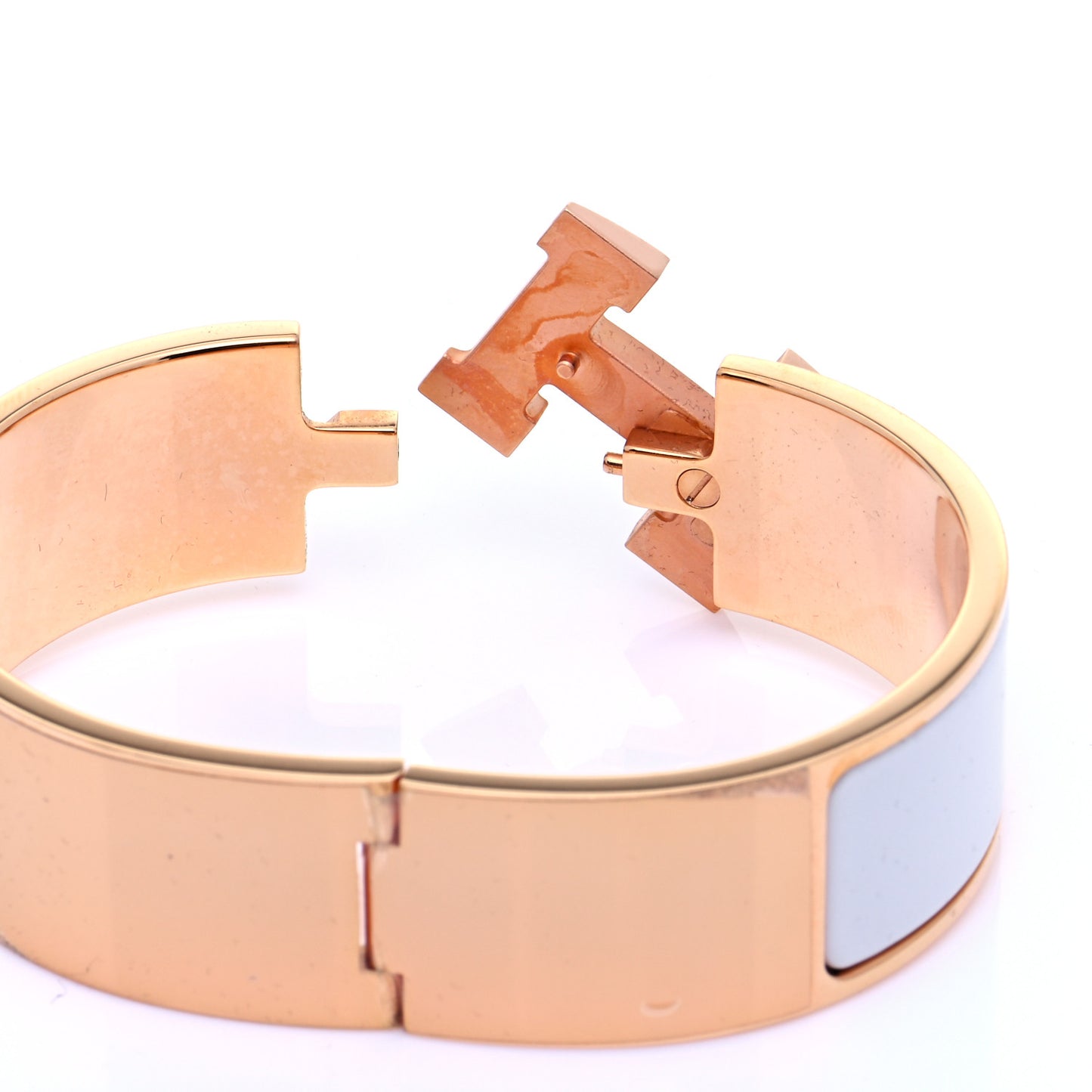 Enamel Wide Clic Clac H Bracelet GM White